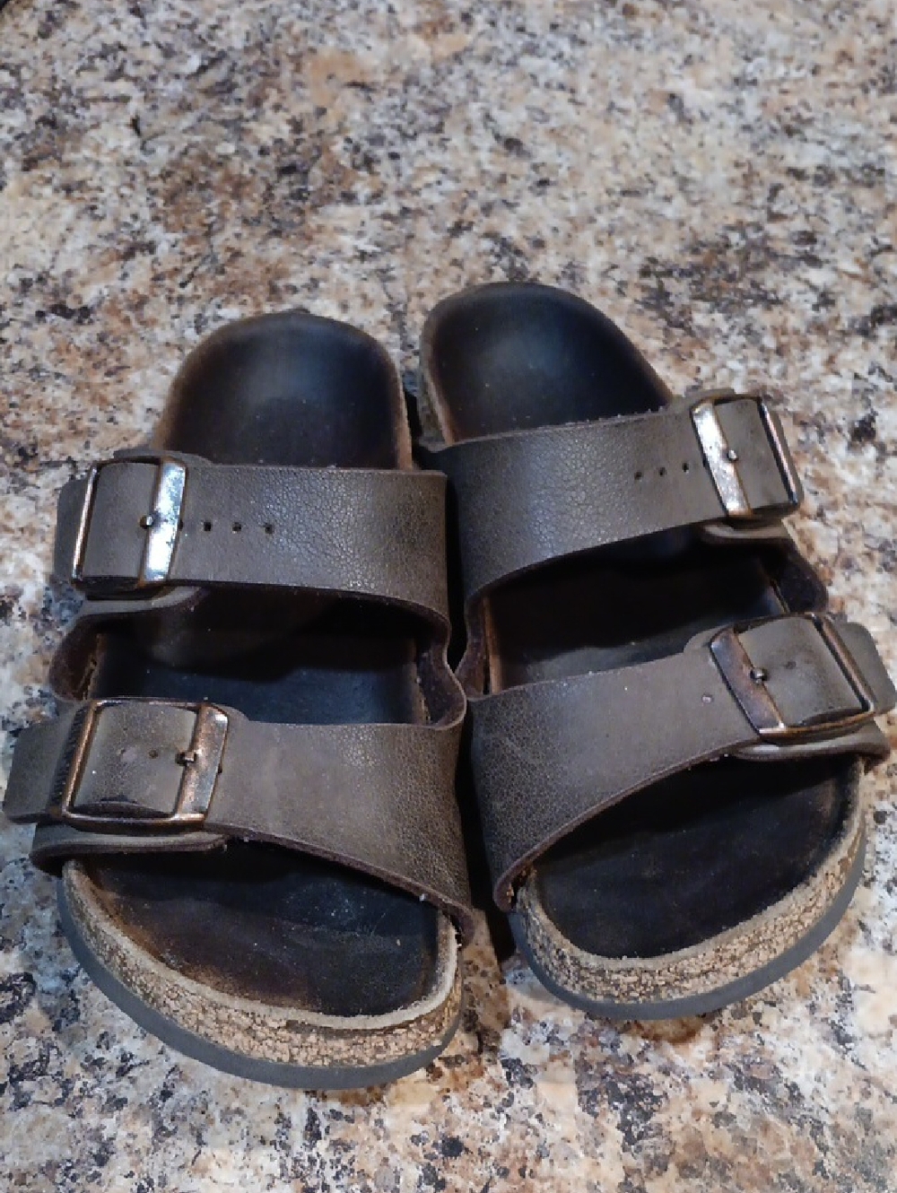 Birkenstock Dark Brown Two-Strap Slide Sandals Kid